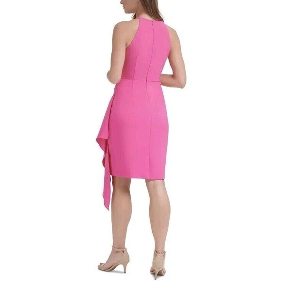 NWT Vince Camuto Sz 4 Halter Knee-Length Cascade Ruffle Sheath Dress BHFO 6193 - Picture 2 of 8